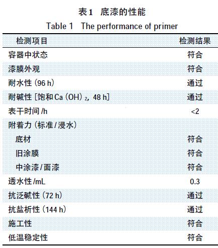 表1 底漆的性能